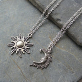 2019 new Silver Sun And Moon Necklaces chain Pair Of Celestial Best Friends Gift For Friend long Necklaces pendants men women
