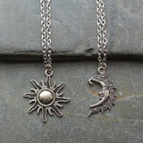 2019 new Silver Sun And Moon Necklaces chain Pair Of Celestial Best Friends Gift For Friend long Necklaces pendants men women