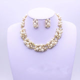 Simple Imitation Pearl Elegant Bridal Jewelry Crystal Necklace Earrings for Girl Party Gift Rhinestone Engagement Jewelry Sets