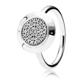 Silver Ring Pave Logo Signature With Crystal Pan Rings For Women Wedding Party Birthday Gifts Fine Jewelry