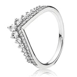 Silver Ring Pave Logo Signature With Crystal Pan Rings For Women Wedding Party Birthday Gifts Fine Jewelry