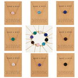 Rinhoo Wish Card Jewelry Gift Round Pendant Necklace Natural Stone Quartz Druzy Stone Link Chain Necklace for Women Collars