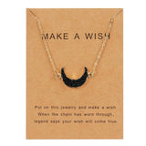 Rinhoo Wish Card Jewelry Gift Round Pendant Necklace Natural Stone Quartz Druzy Stone Link Chain Necklace for Women Collars