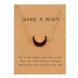 Rinhoo Wish Card Jewelry Gift Round Pendant Necklace Natural Stone Quartz Druzy Stone Link Chain Necklace for Women Collars
