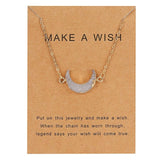 Rinhoo Wish Card Jewelry Gift Round Pendant Necklace Natural Stone Quartz Druzy Stone Link Chain Necklace for Women Collars