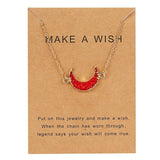 Rinhoo Wish Card Jewelry Gift Round Pendant Necklace Natural Stone Quartz Druzy Stone Link Chain Necklace for Women Collars