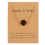 Rinhoo Wish Card Jewelry Gift Round Pendant Necklace Natural Stone Quartz Druzy Stone Link Chain Necklace for Women Collars