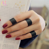 Korean Style 3 pcs Women's Ring Set Black Stack Plain Above Knuckle Band Mini Open Rings Punk Rock Jewelry For Party Gifts