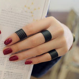 Korean Style 3 pcs Women's Ring Set Black Stack Plain Above Knuckle Band Mini Open Rings Punk Rock Jewelry For Party Gifts