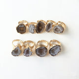 1PCS Hot Selling Fashion Unique Natural Stone Quartz  Crystal Druzy Irregular Wedding Ring for Women