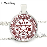 HZShinling HZ1-0045 Hellsing Alucard Pentagram Necklace Glass Cabochon Hellsing Pentagram Statement Pendant Necklaces Wholesale