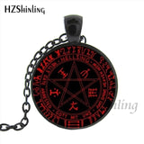 HZShinling HZ1-0045 Hellsing Alucard Pentagram Necklace Glass Cabochon Hellsing Pentagram Statement Pendant Necklaces Wholesale
