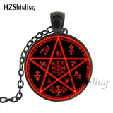 HZShinling HZ1-0045 Hellsing Alucard Pentagram Necklace Glass Cabochon Hellsing Pentagram Statement Pendant Necklaces Wholesale